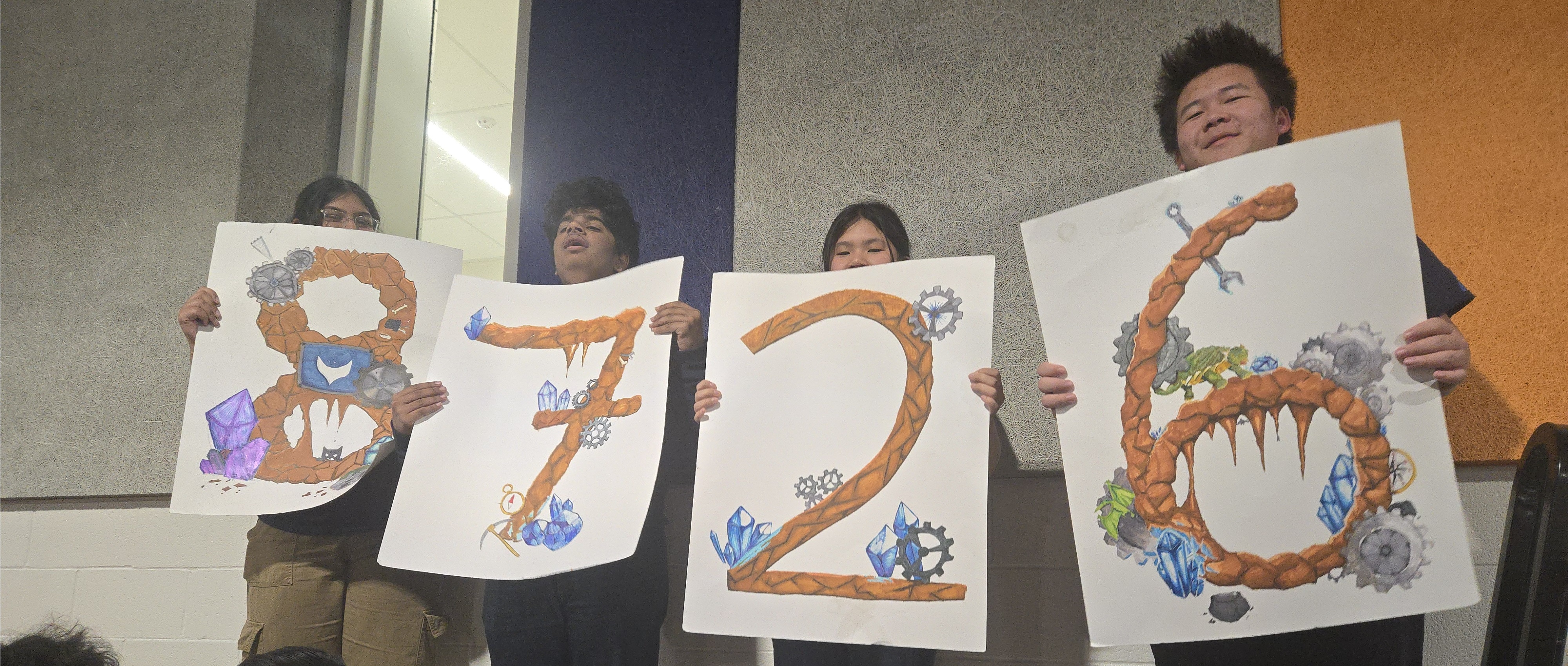CryptoHawks students holding 8726 signs